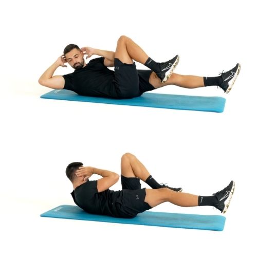 illustration de comment réaliser l'exercice du Bicycle crunches étape par étape