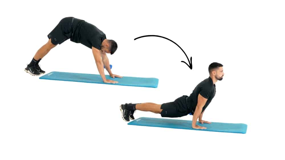 illustration de comment réaliser des pompes diamant étape par étape Pompes indiennes (hindu push up) exercice explication du mouvement