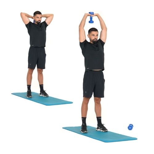 illustration de comment réaliser des Extension triceps avec un haltère étapes par étapes.