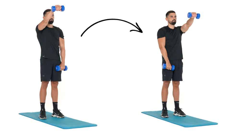 illustration de comment réaliser des Jumping Jack étape par étape Comment réaliser l'exercice des Élévations frontales alternées avec haltères pour les épaules