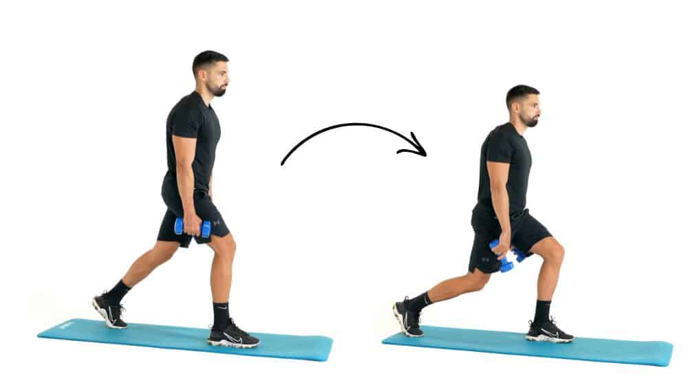 illustration de comment réaliser des Jumping Jack étape par étape Comment réaliser l'exercice des Fentes avec haltères