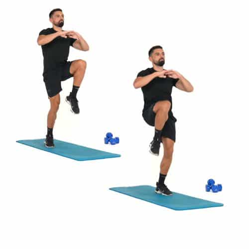 illustration de comment réaliser l'exercice des High Knees (montée de genoux). Exercice de musculation