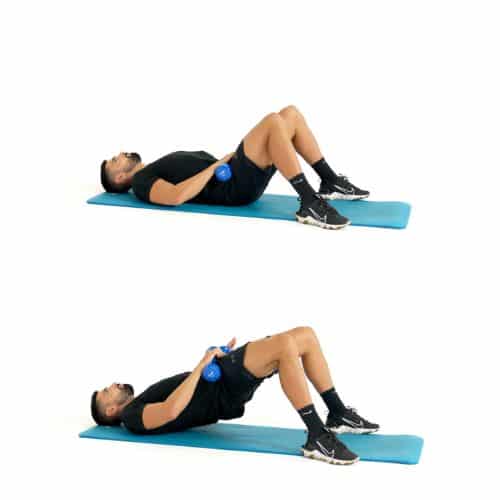 illustration de comment réaliser des Hip Thrust avec haltères étape par étape. Exercice de musculation
