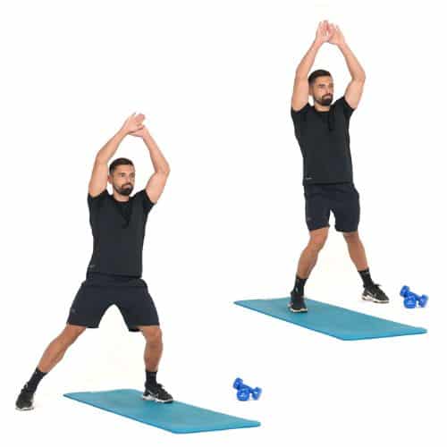 demonstration de l'exercice du Low Impact Jumping Jacks execution du mouvement
