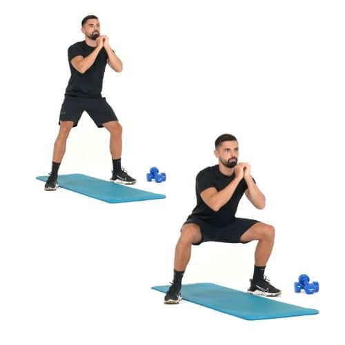 illustration de comment réaliser l'exercice du Squat sumo étape par étape
