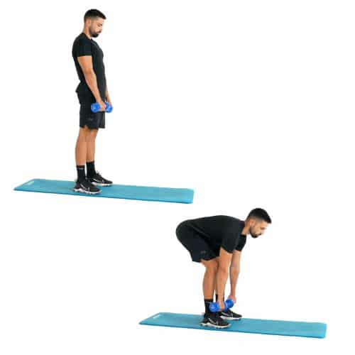 illustration de comment réaliser l'exercice du Deadlift roumain avec haltères