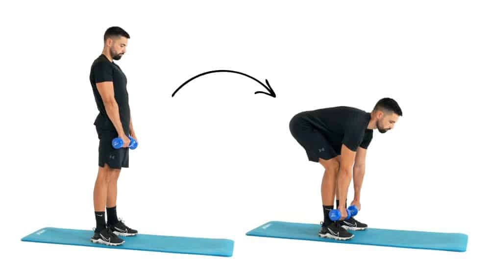Comment réaliser l'exercice du Deadlift roumain avec haltères. Exercice de fitness et remise en forme à la maison.