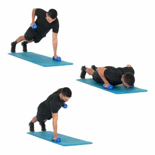 illustration de comment réaliser l'exercice du Push-up row haltères