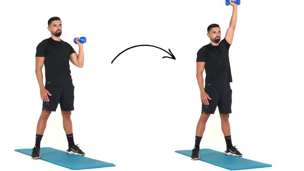 Comment réaliser l'exercice du Single-arm Overhead Press. Exercice de fitness et remise en forme à la maison