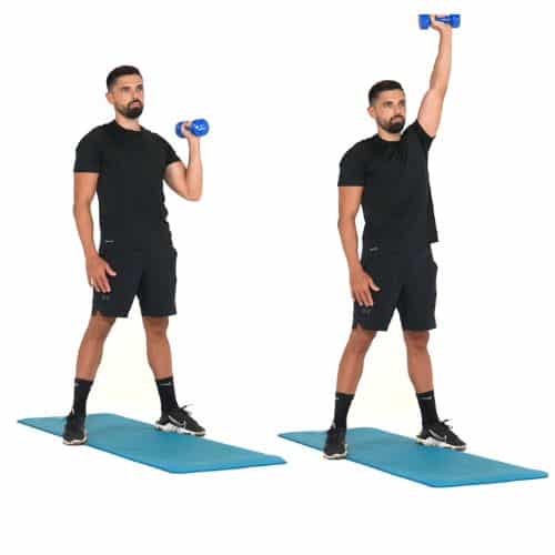 illustration de comment réaliser l'exercice du Single-arm Overhead Press