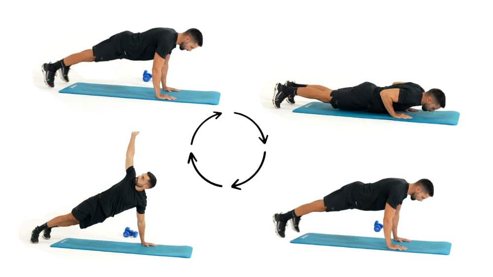 Comment réaliser l'exercice du T-Push-ups. Exercice de fitness et remise en forme à la maison