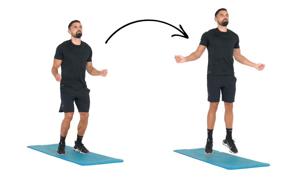 Comment réaliser l'exercice du Air corde à sauter. Exercice de fitness et remise en forme à la maison.