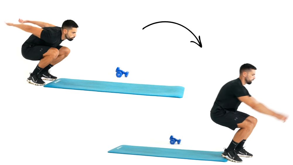 Comment réaliser l'exercice du Broad Jumps. Exercice de fitness et remise en forme à la maison.