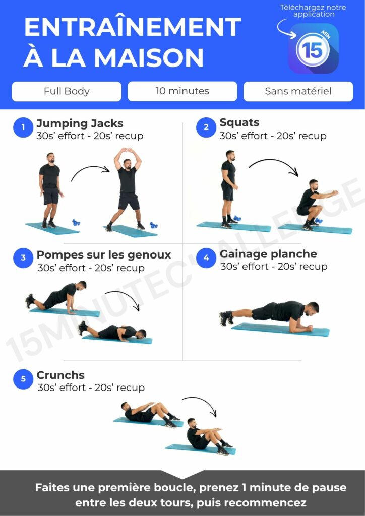seance de sport complète a la maison 10 minute sans matériel debutant