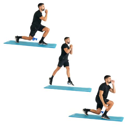 illustration de comment réaliser l'exercice des fentes sautées alternées