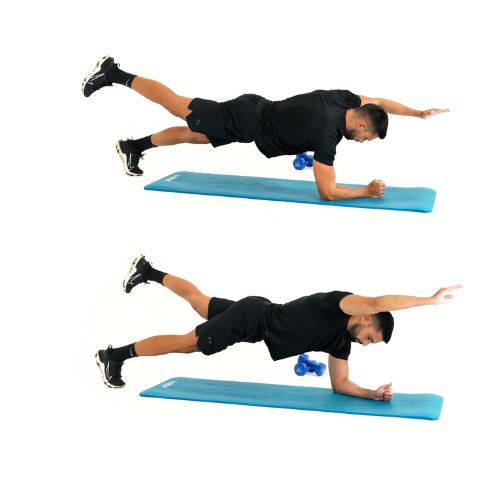 illustration de comment réaliser l'exercice de la Planche avec extension brasjambe