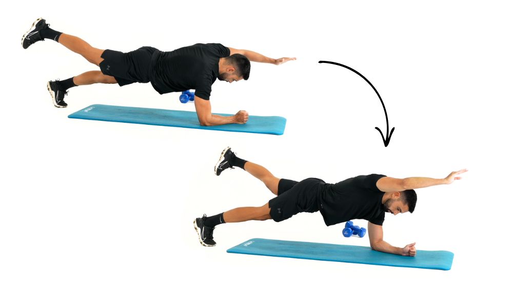 Comment réaliser l'exercice de la Planche avec extension brasjambe. Exercice de fitness et remise en forme à la maison.