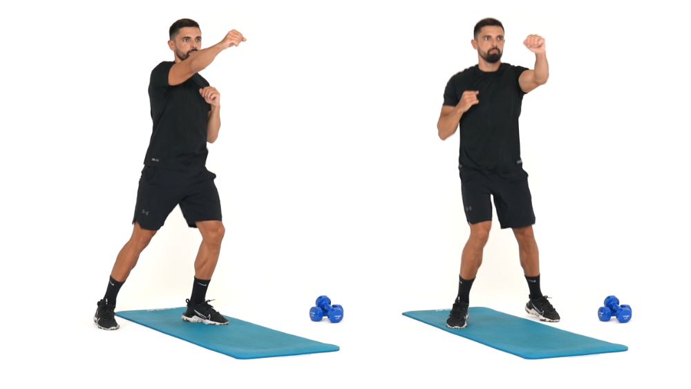 Comment réaliser l'exercice du Running Punches. Exercice de fitness et remise en forme à la maison.