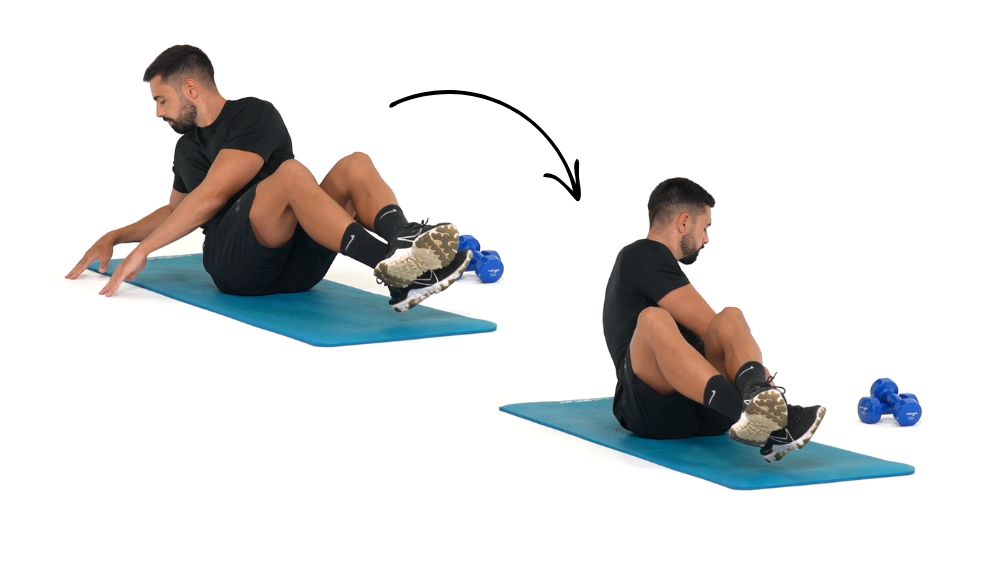 Comment réaliser l'exercice du Russian Twist. Exercice de fitness et remise en forme à la maison.