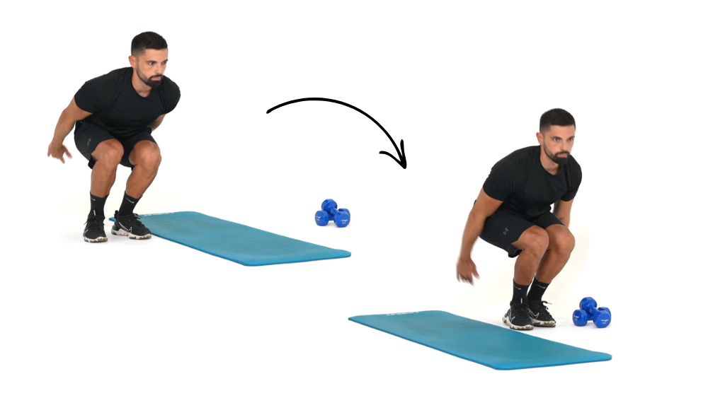 Comment réaliser l'exercice du Side-to-Side Jumps. Exercice de fitness et remise en forme à la maison.