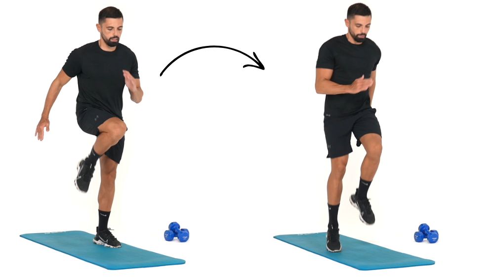 Comment réaliser l'exercice du Sprint sur place. Exercice de fitness et remise en forme à la maison.