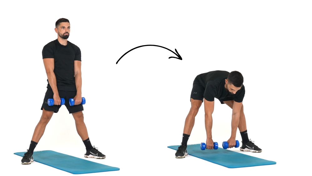 Comment réaliser l'exercice du Sumo deadlift avec 2 haltères. Exercice de fitness et remise en forme à la maison.