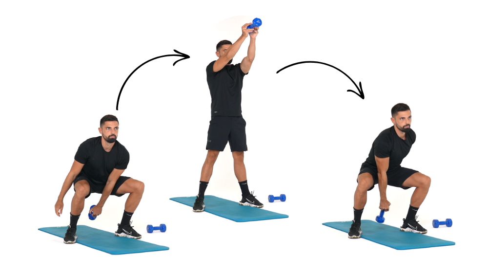 Comment réaliser l'exercice du Swing haltère alterné. Exercice de fitness et remise en forme à la maison.