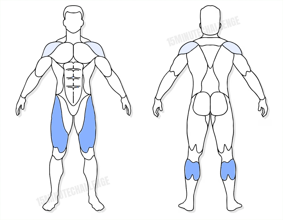 visuel anatomique des muscles sollicités par l'exercice du Air corde à sauter