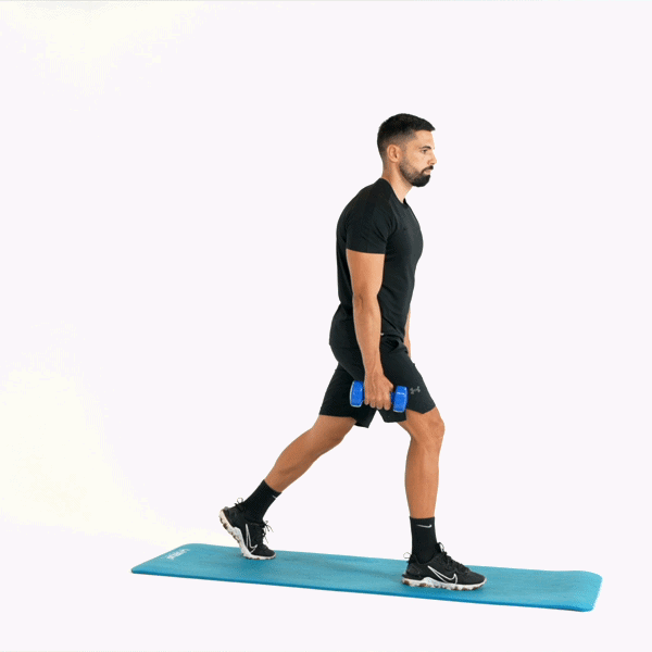 démonstration exercice fentes avec haltères