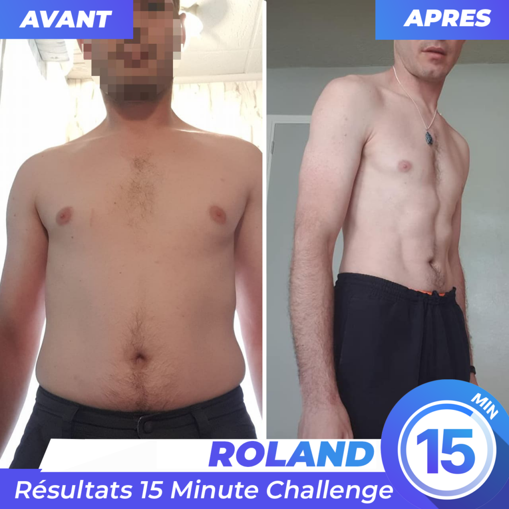 Résultat avant après Roland - 39 ans - Perte de poids de 7 kilos en 12 semaine avec l'application de sport à la maison 15 Minute Challenge